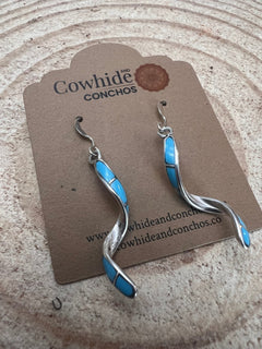 Ira Johnson Turquoise & Sterling Silver Earrings - Cowhide and Conchos