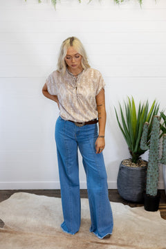 Ivory Boot Stitch Top - Cowhide and Conchos