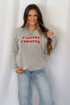 J Adore Cowboys Mineral Sweatshirt - Cowhide and Conchos