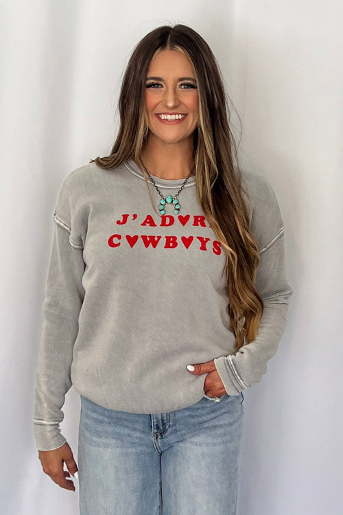 J Adore Cowboys Mineral Sweatshirt - Cowhide and Conchos