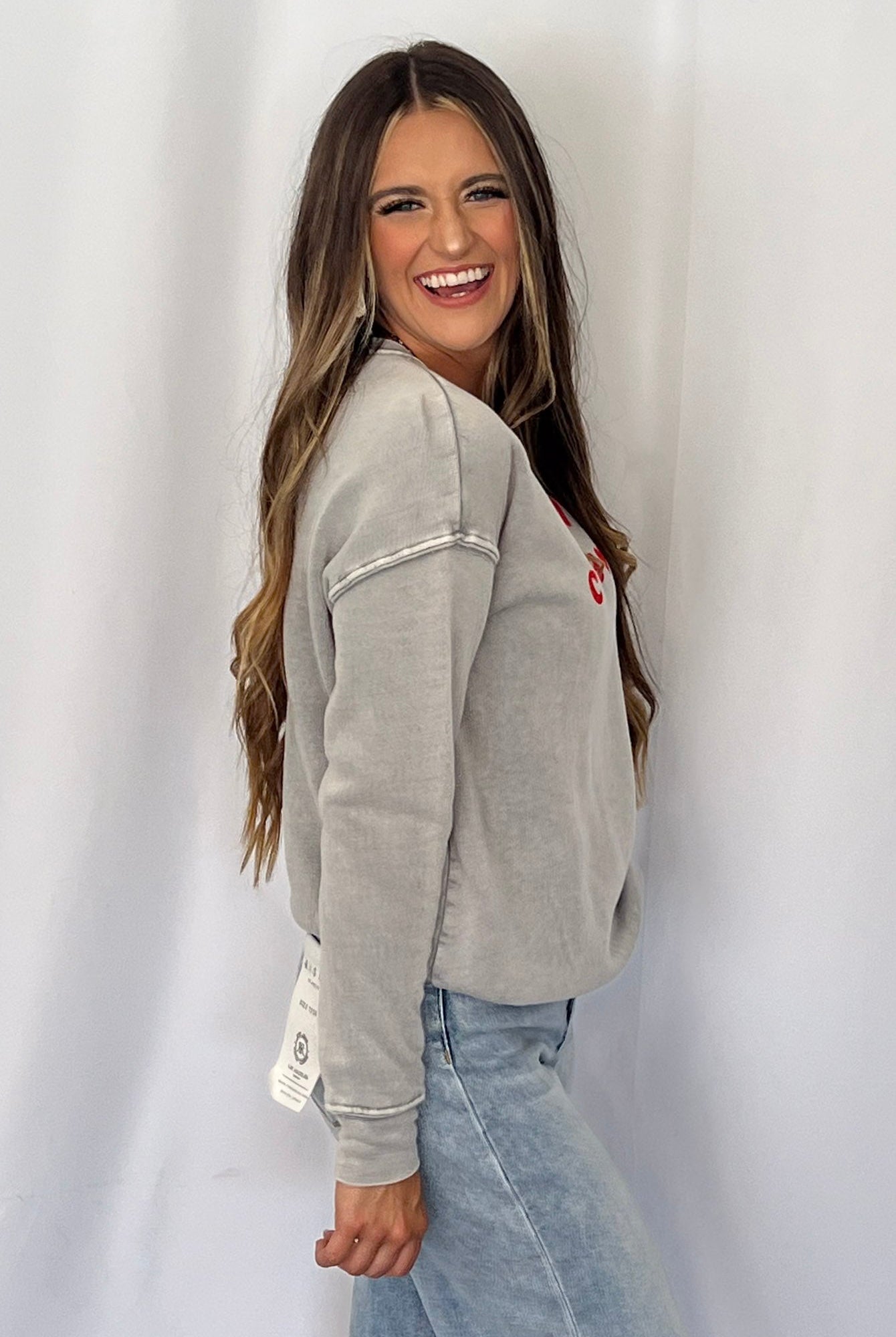 J Adore Cowboys Mineral Sweatshirt - Cowhide and Conchos