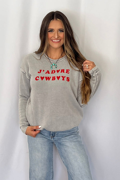 J Adore Cowboys Mineral Sweatshirt - Cowhide and Conchos