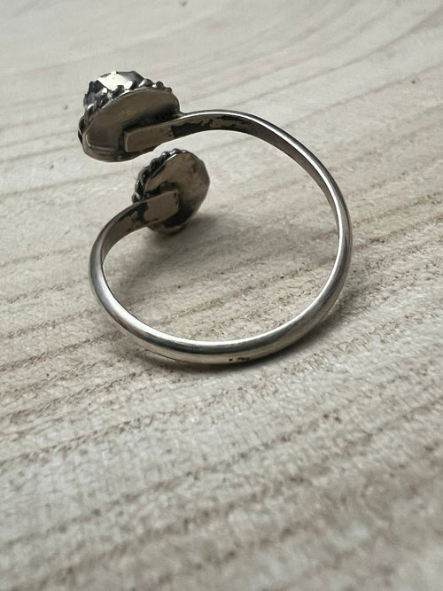 Janice Spencer Navajo Handmade Opal Adjustable Ring - Cowhide and Conchos