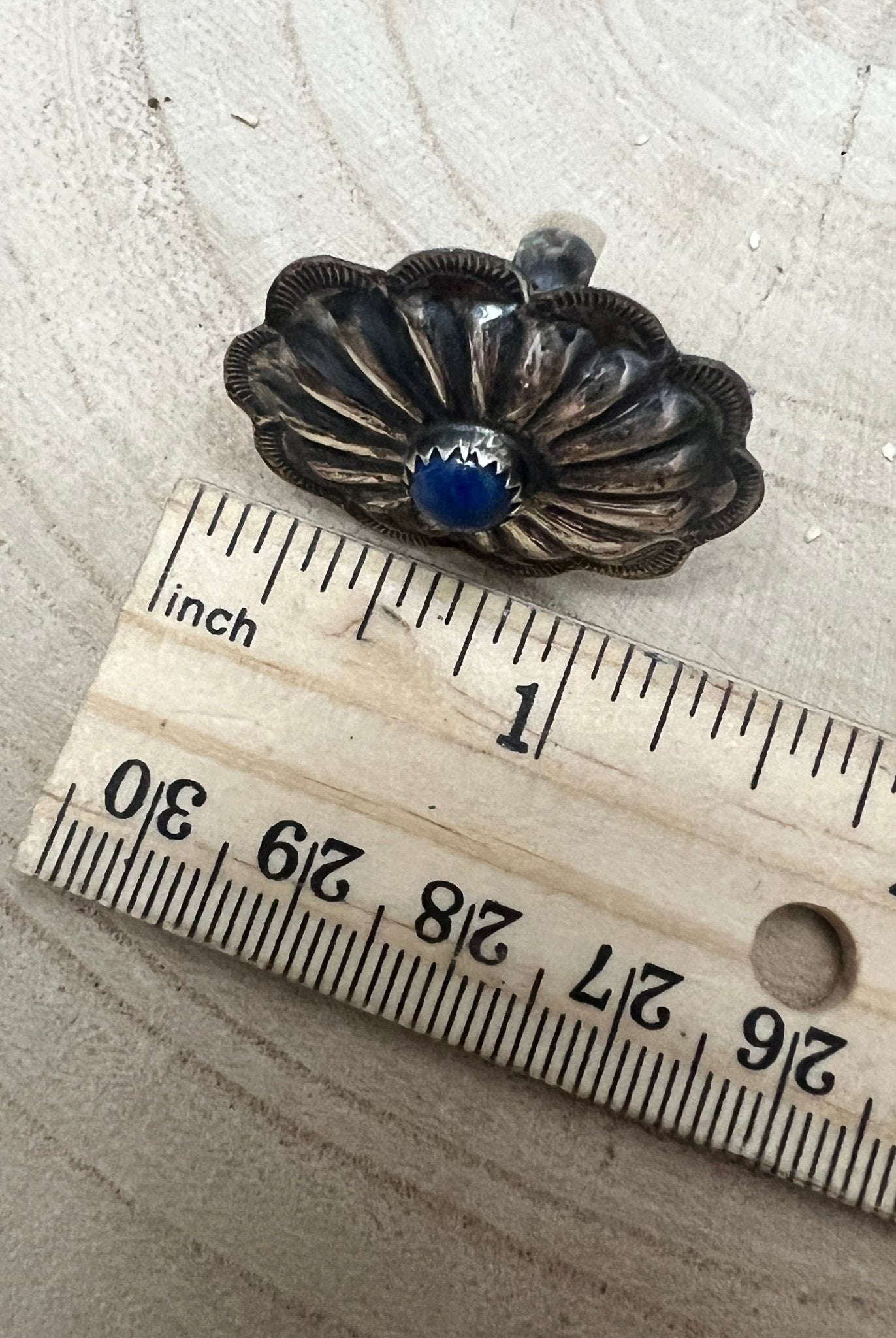 Joanee Silver Lapis Concho Adjustable Ring - Cowhide and Conchos