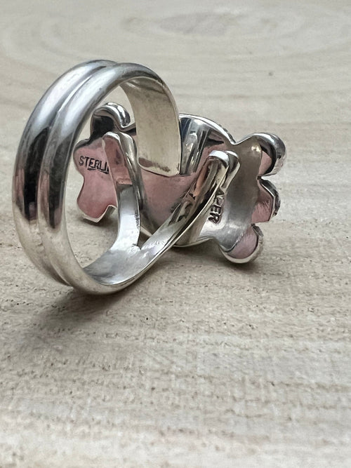 Joelias Draper Golden Hills Turquoise & Sterling Silver Ring - Size Adjustable - Cowhide and Conchos