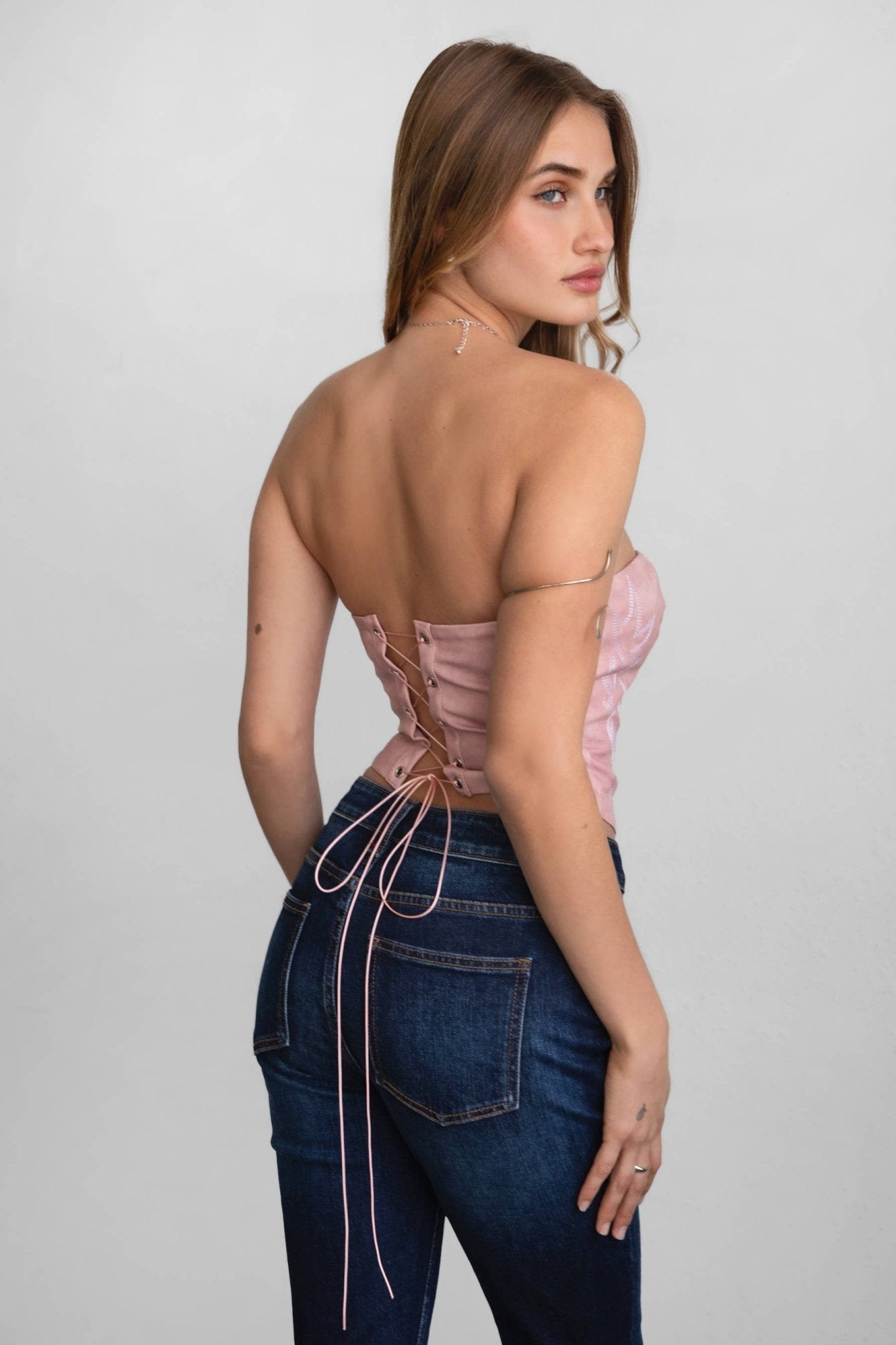 Jolene Embroidered Western Corset Top - 3 colors - Cowhide and Conchos