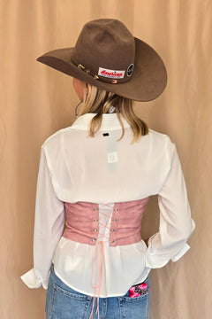 Jolene Embroidered Western Corset Top - 3 colors - Cowhide and Conchos