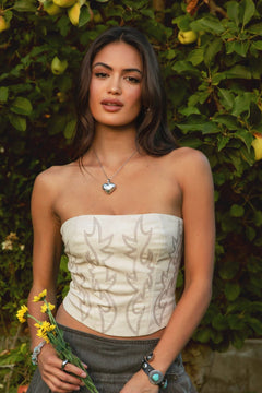 Jolene Embroidered Western Corset Top - 4 Colors - Cowhide and Conchos