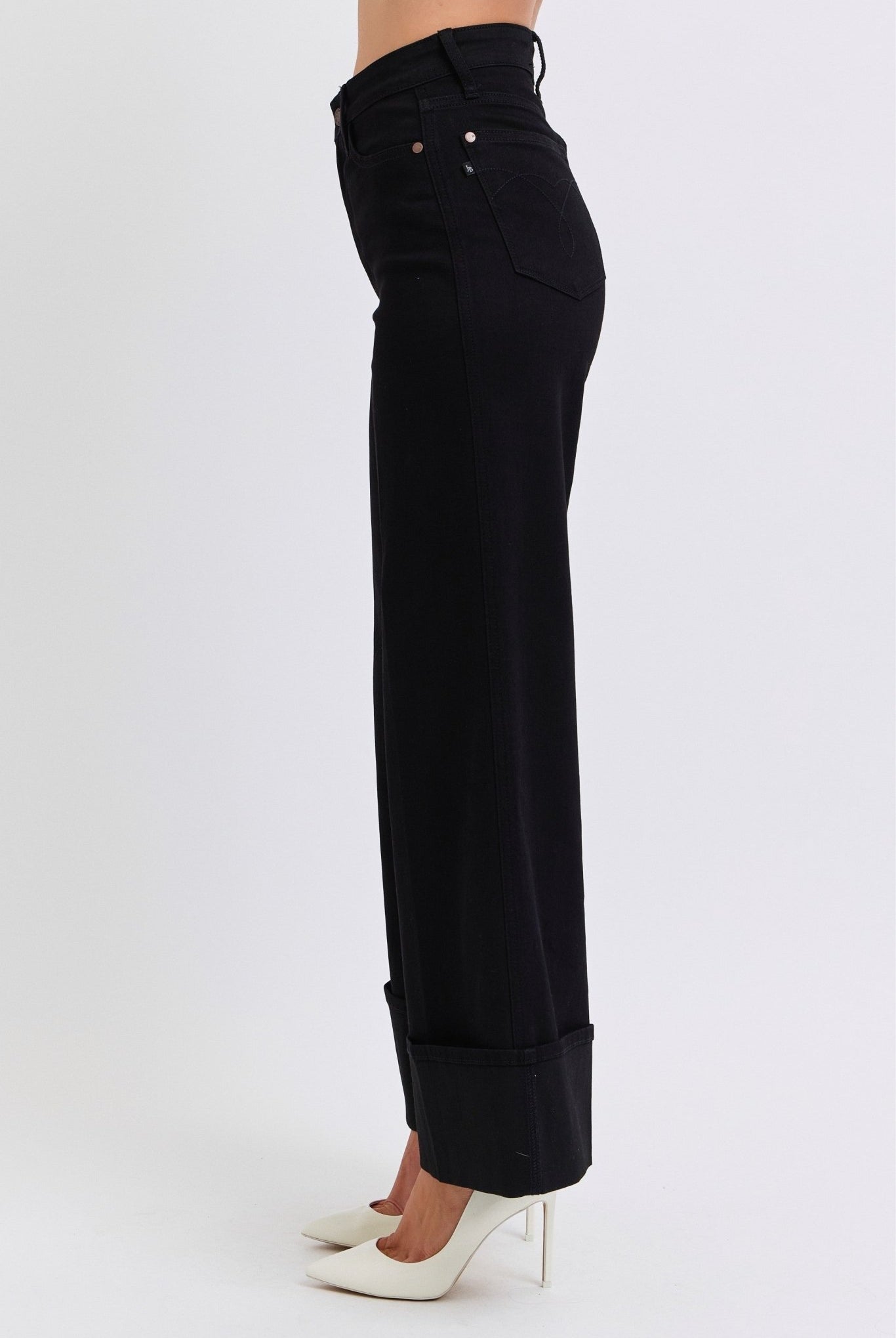 Judy Blue Black Retro Wide Cuffed Leg Jean - Cowhide and Conchos