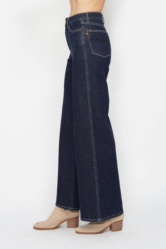 Judy Blue Retro Wide Leg Jeans - Cowhide and Conchos
