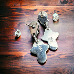 Judy Largo Turquoise & Sterling Silver Earrings - Cowhide and Conchos