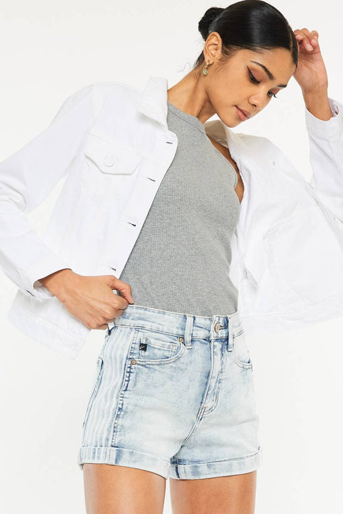 Kan Can High Rise Denim Shorts - Cowhide and Conchos