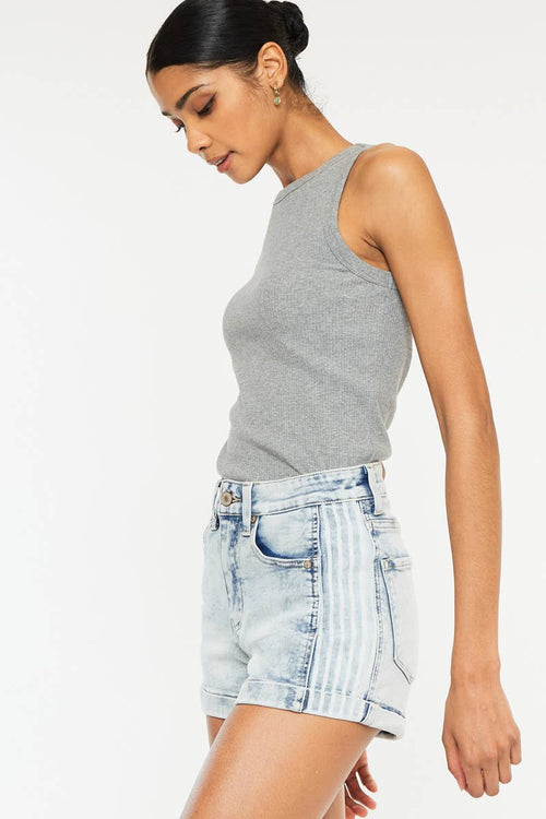 Kan Can High Rise Denim Shorts - Cowhide and Conchos