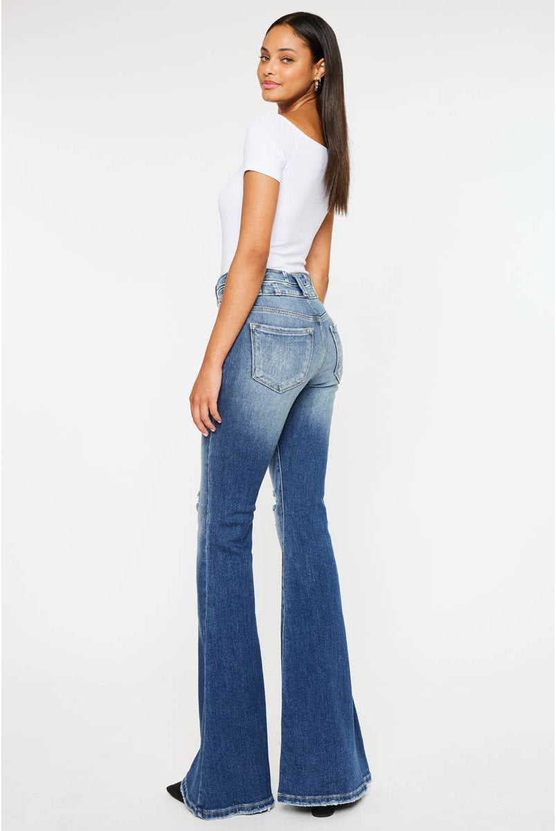 Kan Can High Rise Super Flare Jeans - Sizes 5, 7 and 9 available - Cowhide and Conchos