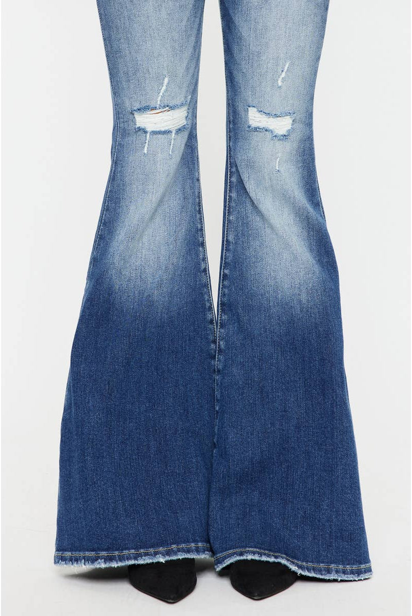 Kan Can High Rise Super Flare Jeans - Sizes 5, 7 and 9 available - Cowhide and Conchos