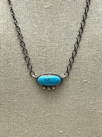 Kathleen Livingston Turquoise & Sterling Silver Necklace - Cowhide and Conchos