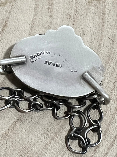 Kathleen Livingston Turquoise & Sterling Silver Necklace - Cowhide and Conchos