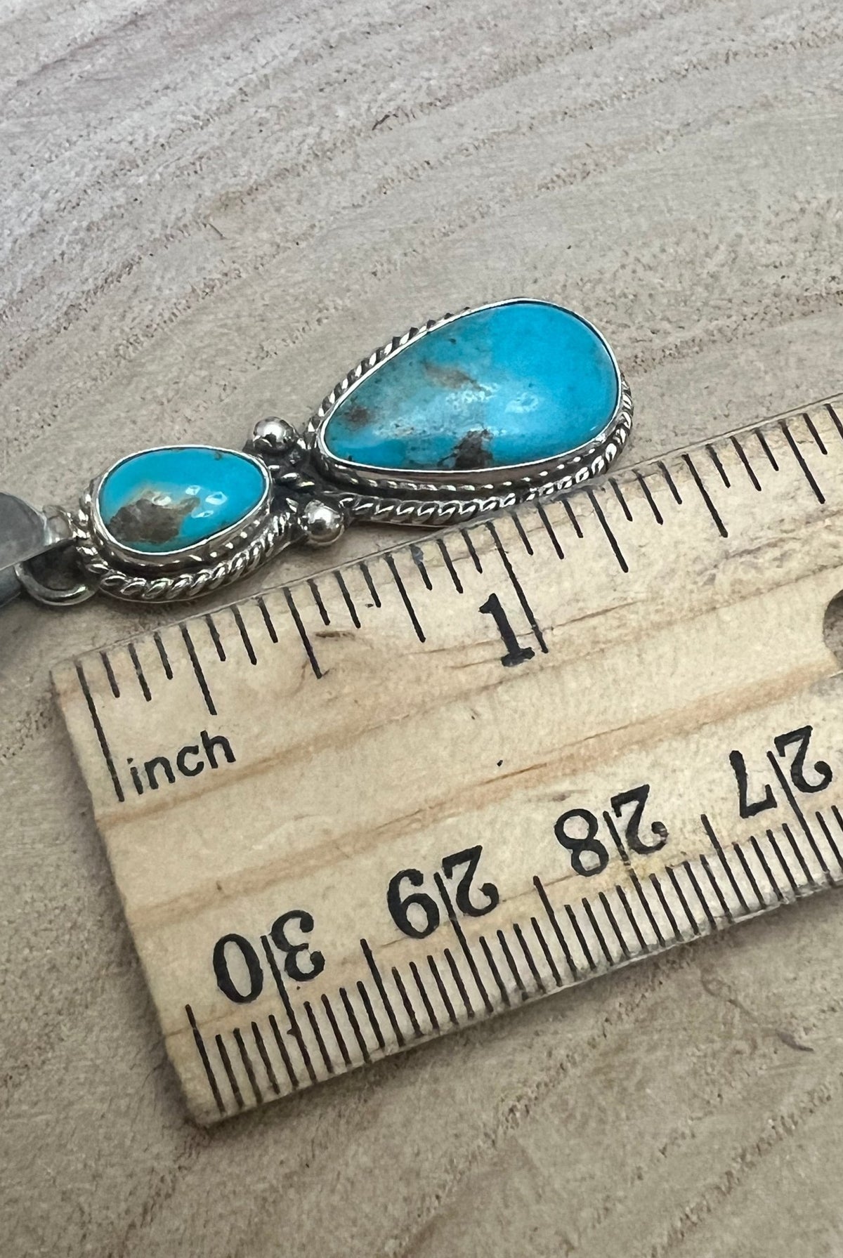 Kathleen Livingston Turquoise & Sterling Silver Pendant - Cowhide and Conchos