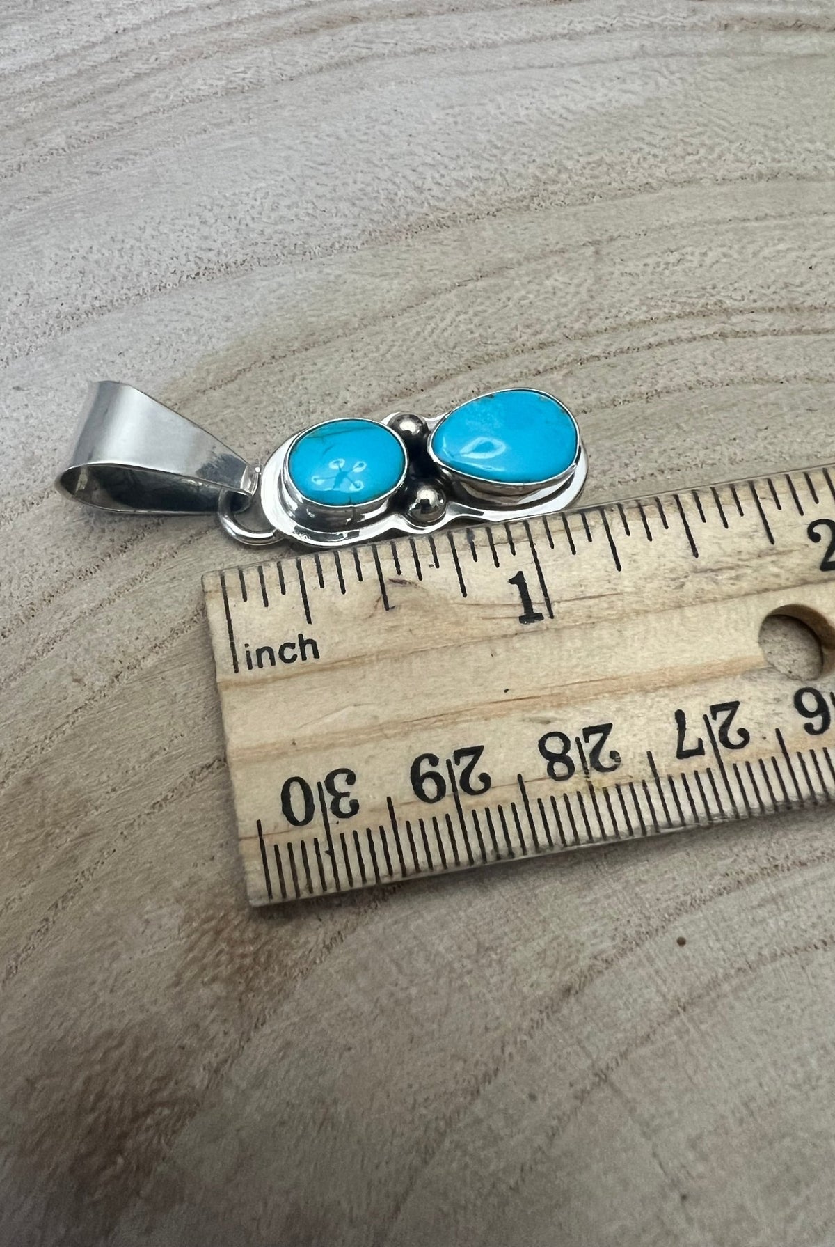 Kathleen Livingston Turquoise & Sterling Silver Pendant - Cowhide and Conchos