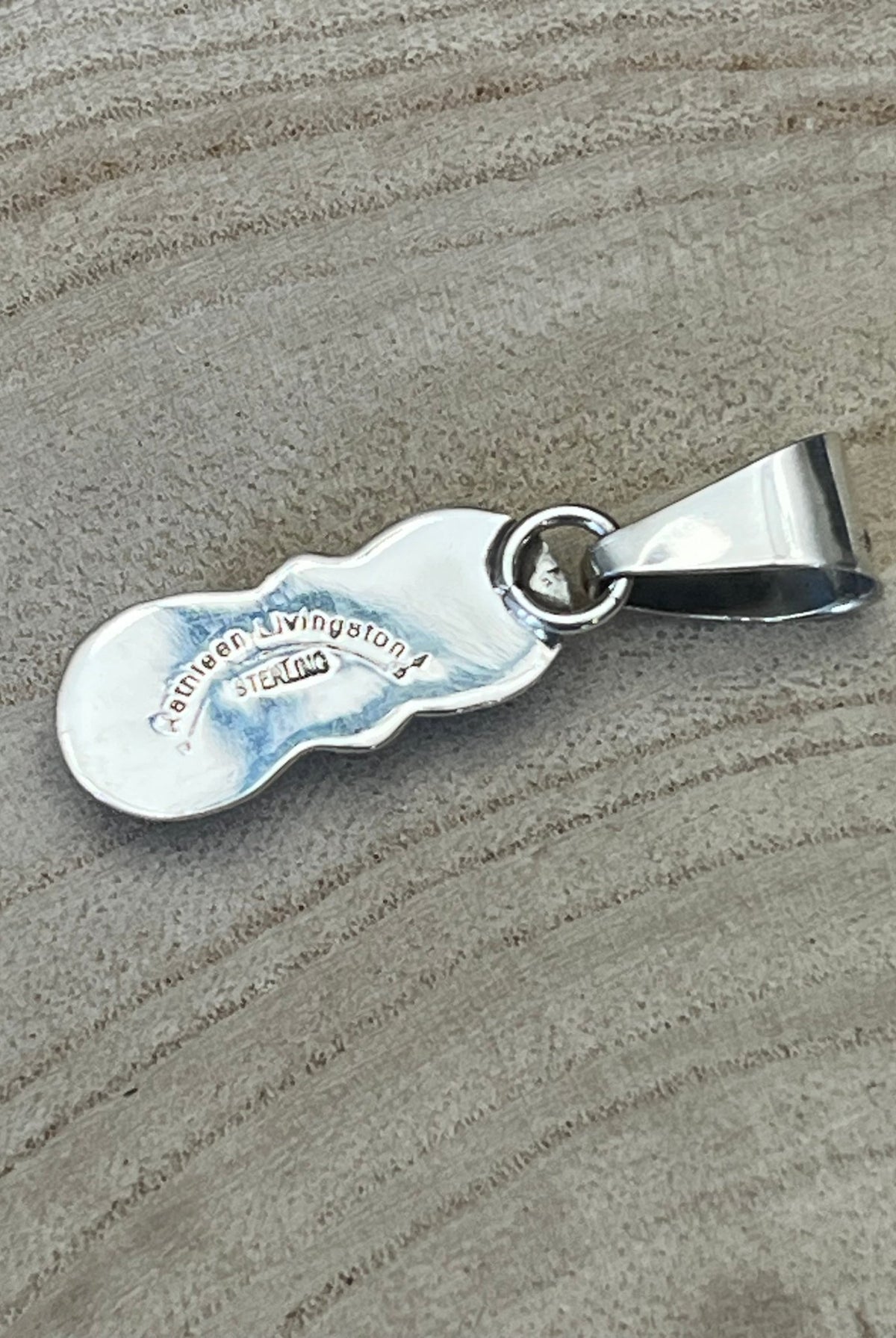 Kathleen Livingston Turquoise & Sterling Silver Pendant - Cowhide and Conchos