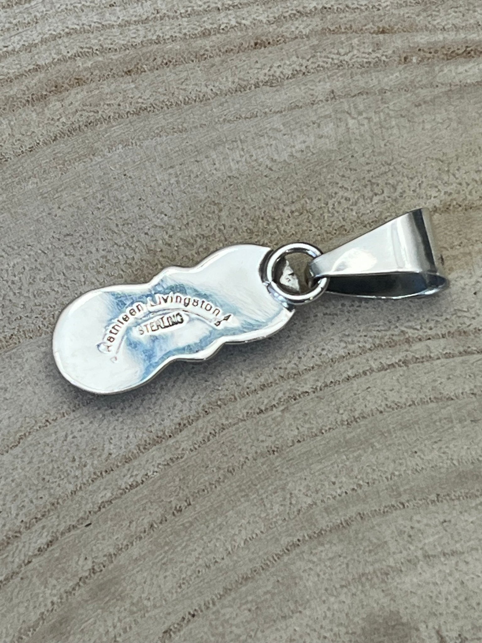 Kathleen Livingston Turquoise & Sterling Silver Pendant - Cowhide and Conchos