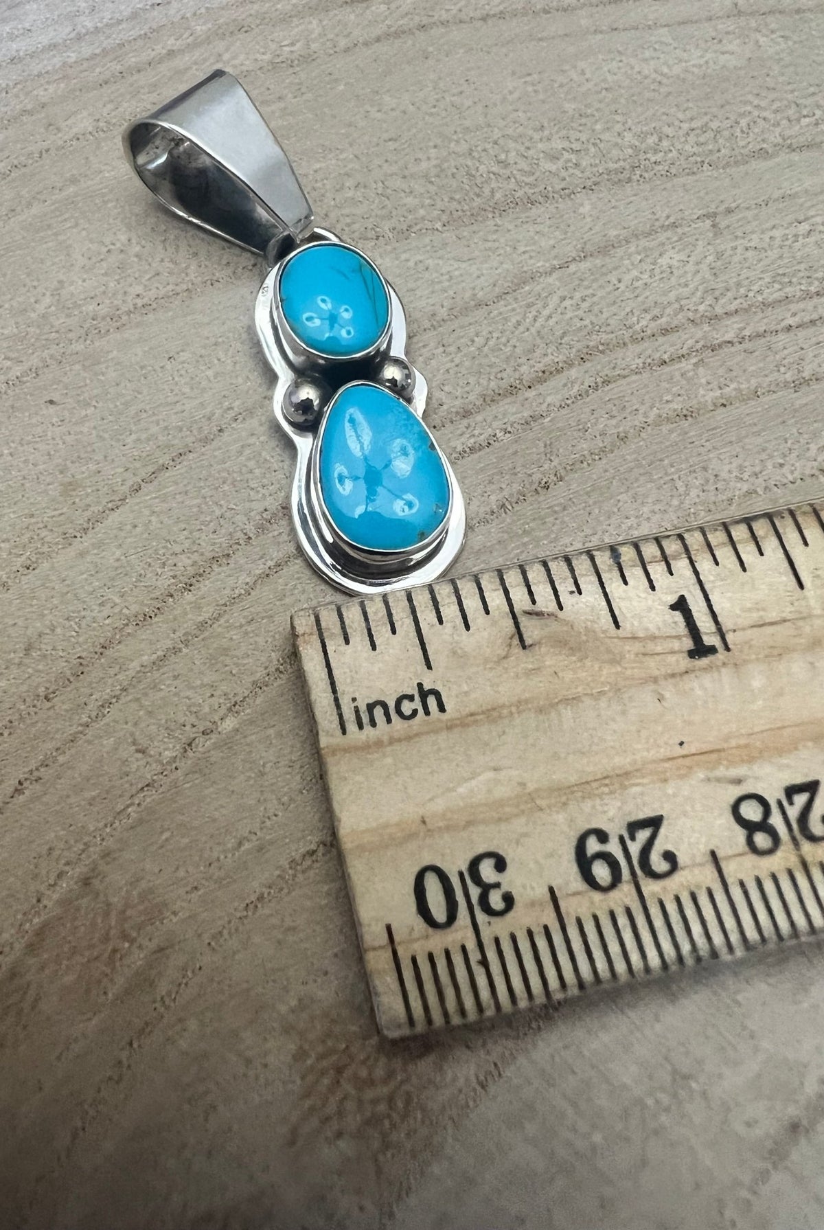 Kathleen Livingston Turquoise & Sterling Silver Pendant - Cowhide and Conchos
