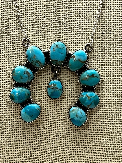 Kingman Necklace by Hada - 18 inch - Cowhide and Conchos