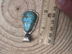 Kings Manassa Turquoise Pendant by Mike Thomas - Cowhide and Conchos