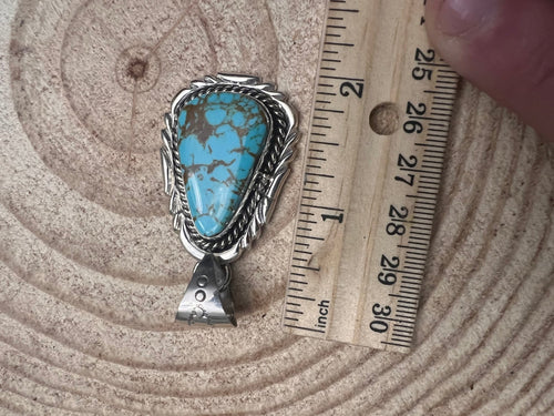 Kings Manassa Turquoise Pendant by Mike Thomas - Cowhide and Conchos