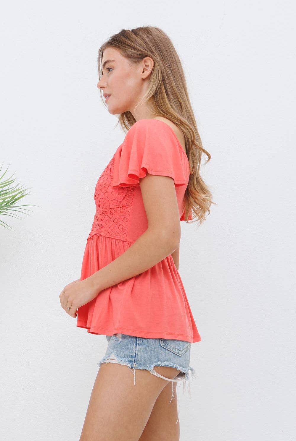 Lace Bodice Soft Knit Top - Cowhide and Conchos