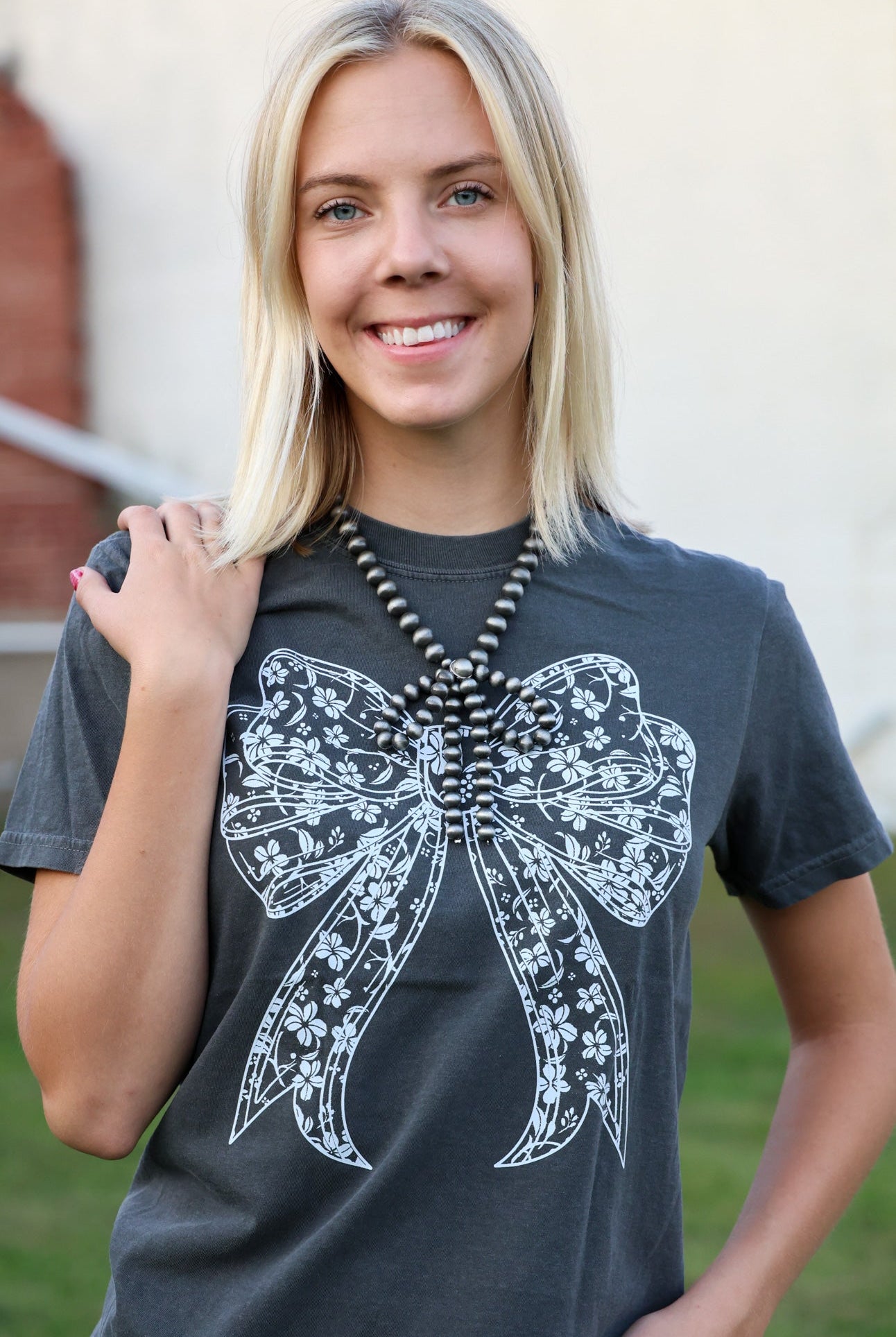 Lace Bow T-shirt - Cowhide and Conchos