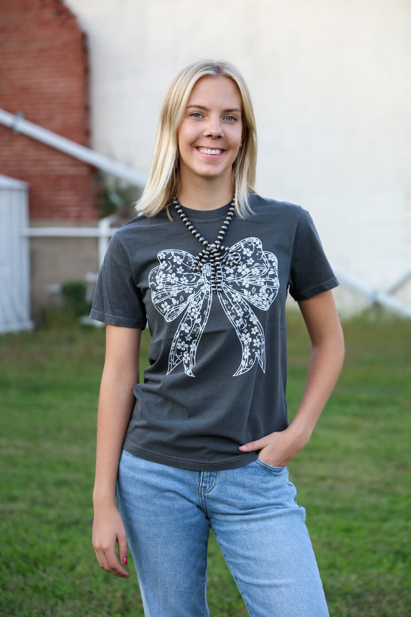 Lace Bow T-shirt - Cowhide and Conchos