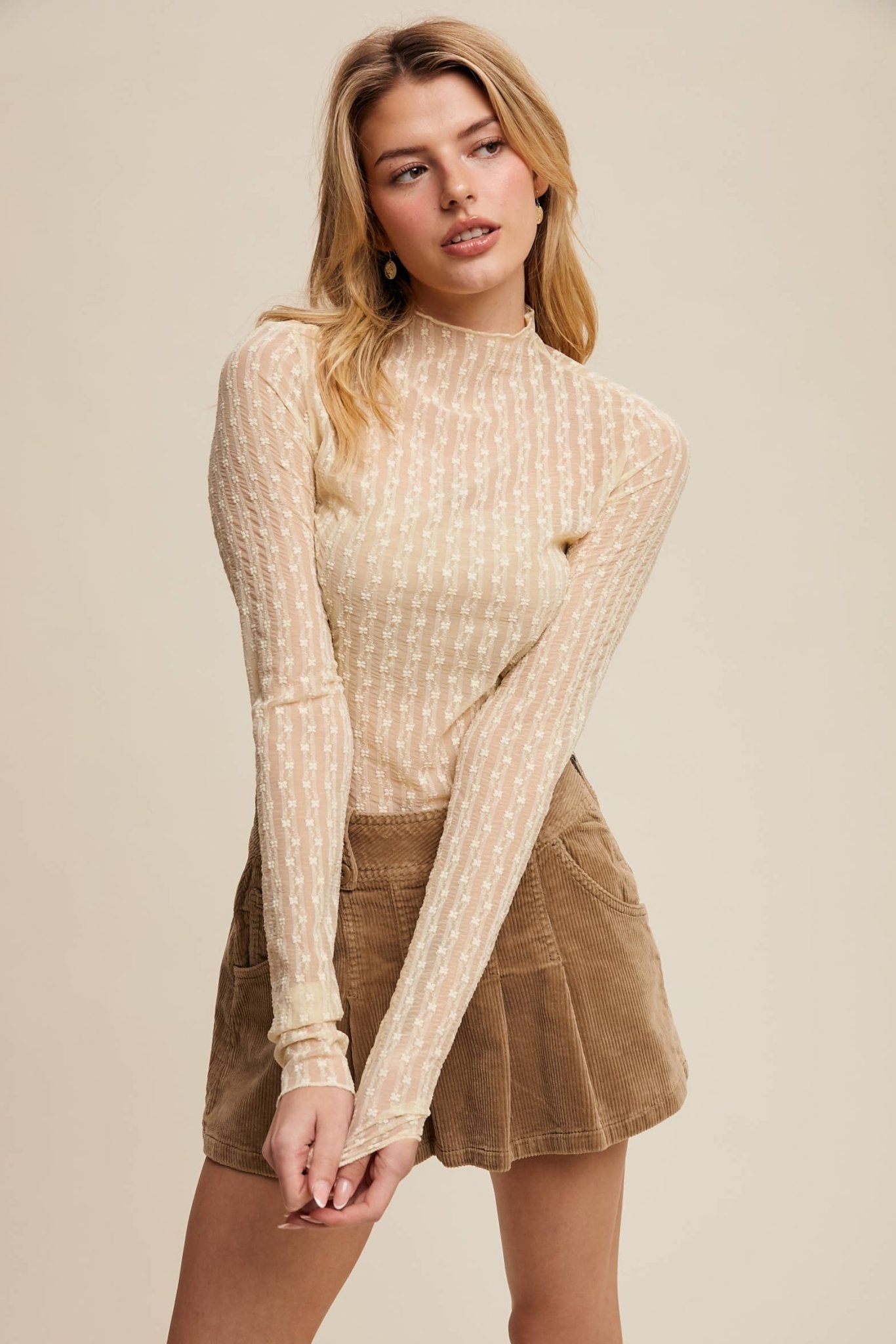 Lace Long - Sleeve Top - Cowhide and Conchos