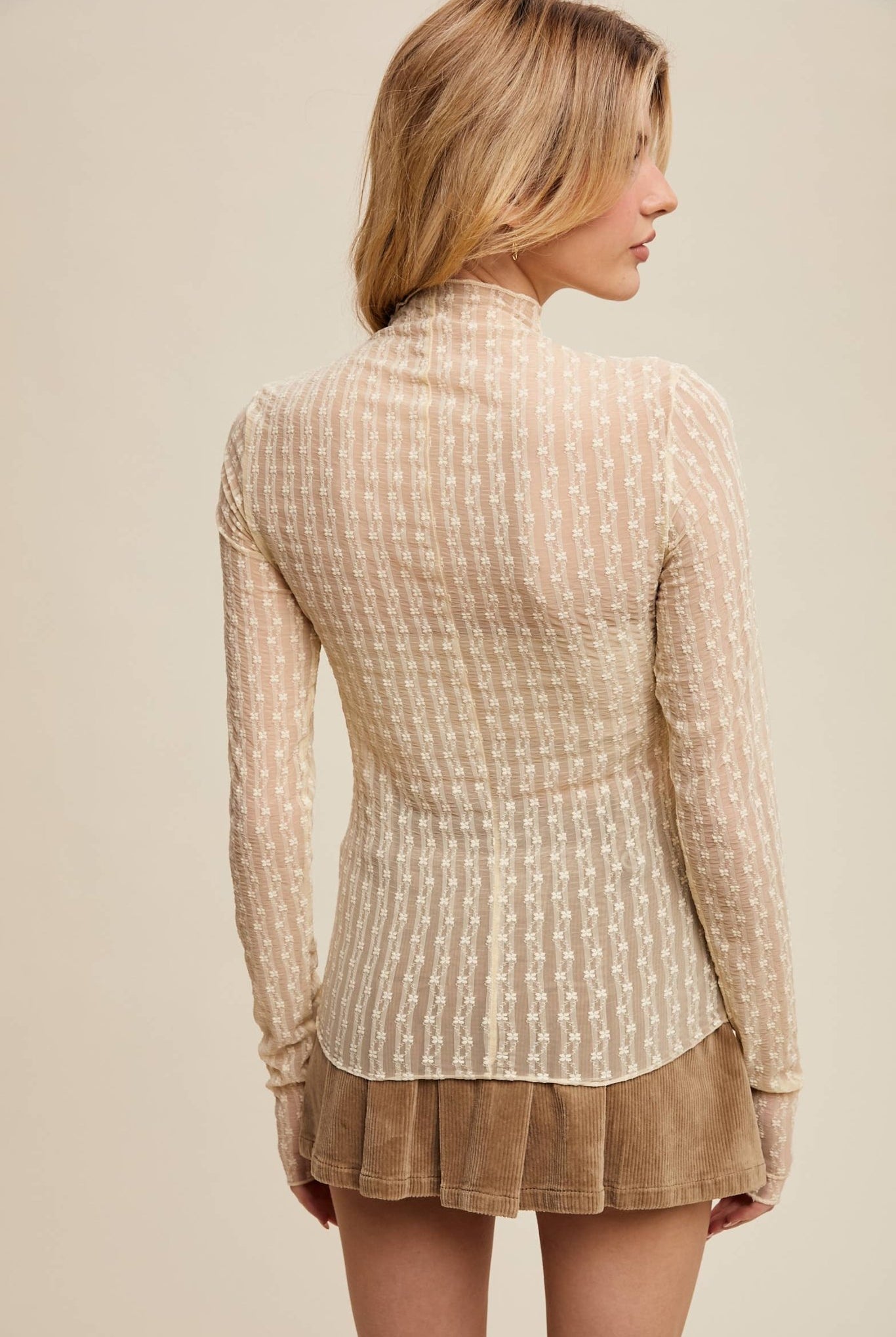 Lace Long - Sleeve Top - Cowhide and Conchos