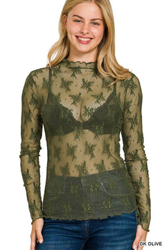 Lace See - through Layering Top - 4 color choices - Cowhide and Conchos