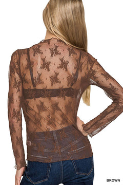 Lace See - through Layering Top - 4 color choices - Cowhide and Conchos