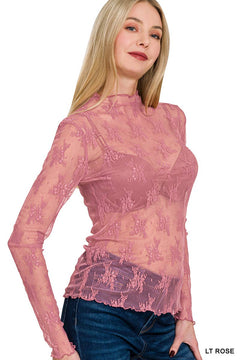 Lace See - through Layering Top - 4 color choices - Cowhide and Conchos