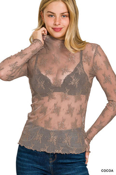 Lace See - through Layering Top - 4 color choices - Cowhide and Conchos