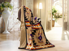 Lakota Skys Plush Throw Blanket - Cowhide and Conchos