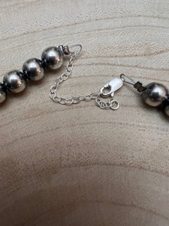 Large Graduated Sterling Silver Pearls Statement necklace - 20.5 inch - Cowhide and Conchos