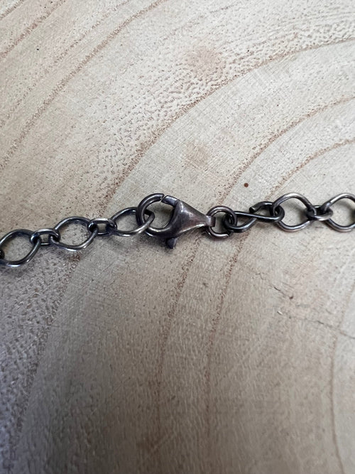 Large Navajo Handmade Spiny Oyster Necklace by Tia Long - 18 inch - Cowhide and Conchos