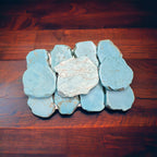 Large Turquoise Slab Belt Buckle - Cowhide and Conchos