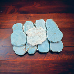 Large Turquoise Slab Belt Buckle - Cowhide and Conchos