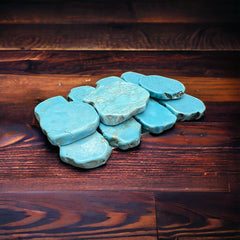 Large Turquoise Slab Belt Buckle - Cowhide and Conchos