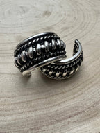 Large Western Twisted Wire Fashion Silver Hoop Earring - Cowhide and Conchos