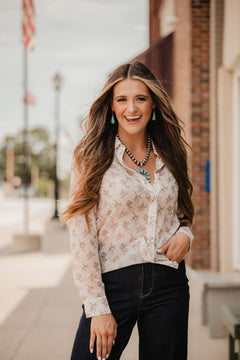 Let'r Buck Chiffon Blouse - Cowhide and Conchos