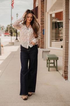 Let'r Buck Chiffon Blouse - Cowhide and Conchos
