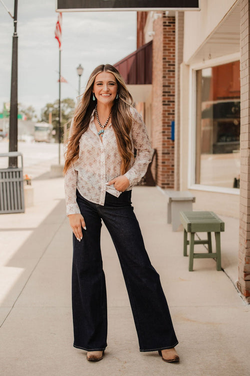 Let'r Buck Chiffon Blouse - Cowhide and Conchos