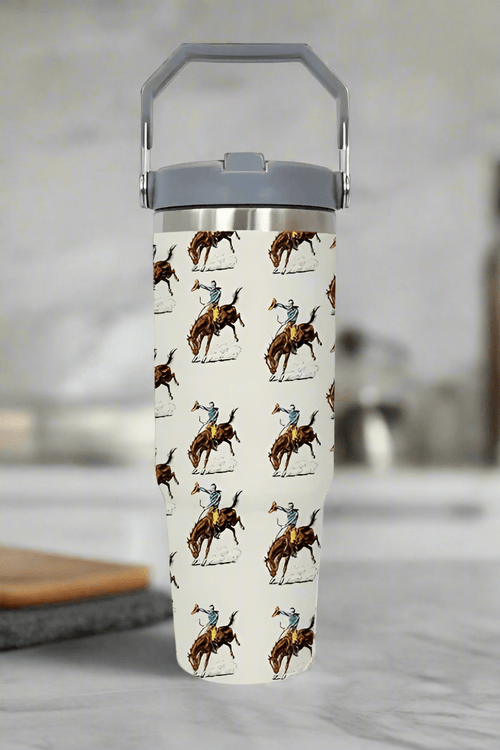 Let'r Buck Western Print 30oz Tumbler - Cowhide and Conchos