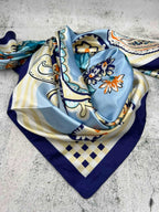 Light Blue Paisley Plaid Wild Rag - Cowhide and Conchos